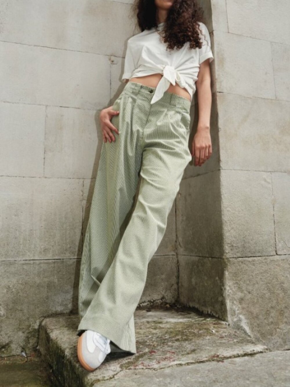 Komodo Lola Organic Cotton Striped Wide Leg Trouser‎ Pant 2 UK 10 US 6 Ethical